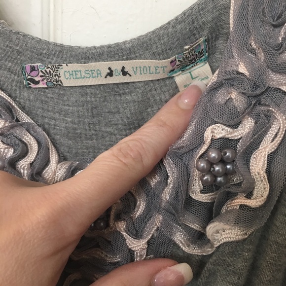 Chelsea & Violet Gray Wrap Mini Embellished Dress - Picture 2 of 4